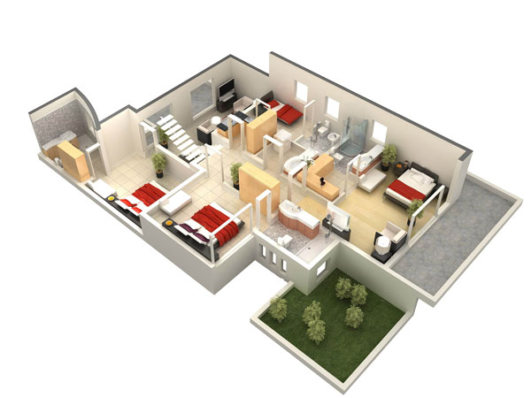 Grundriss einer Wohnung für die effiziente Zimmerplanung beim Umzug